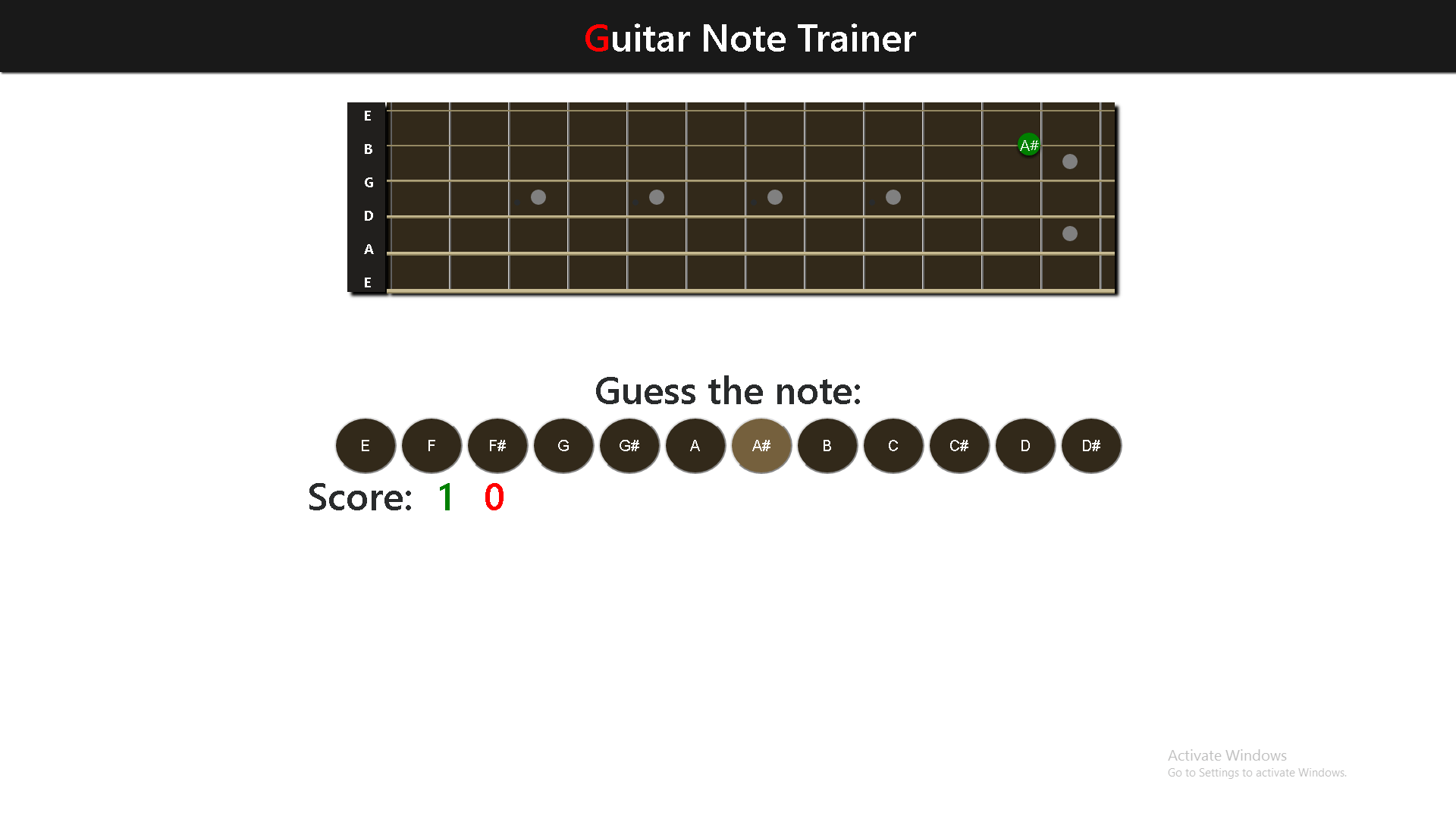Guitar Fretboard Note Trainer